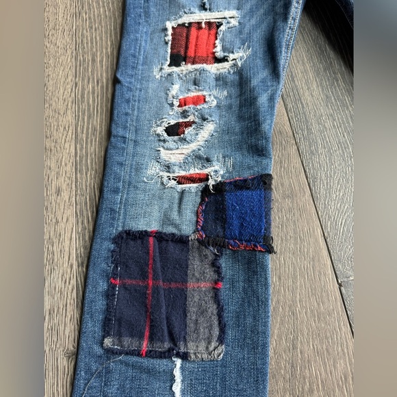 Rag & Bone Skinny Distressed Patched Flannel Jean Size 29 - Picture 2 of 10